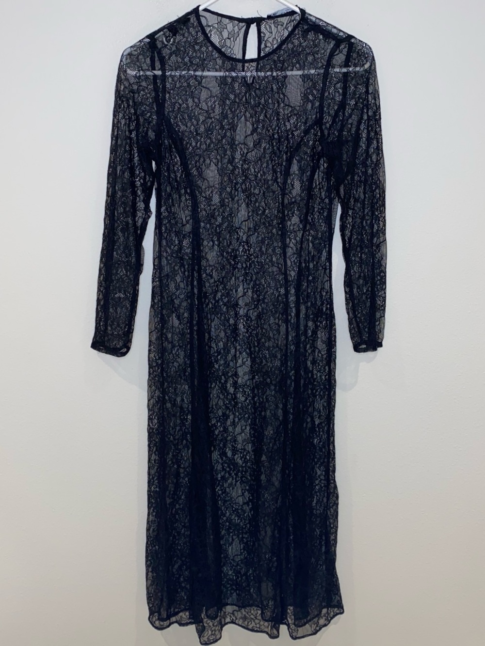 Zara Black Lace Long Sleeve Dress Size M
